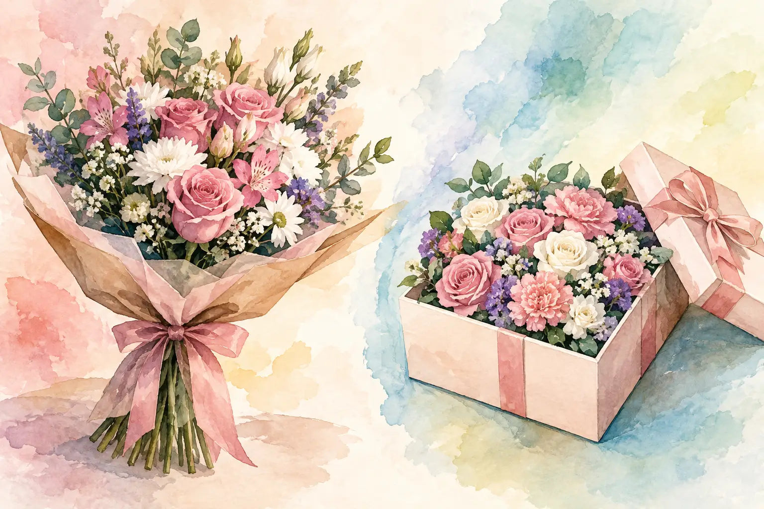 Ramos versus cajas: cuál regalo floral elegir
