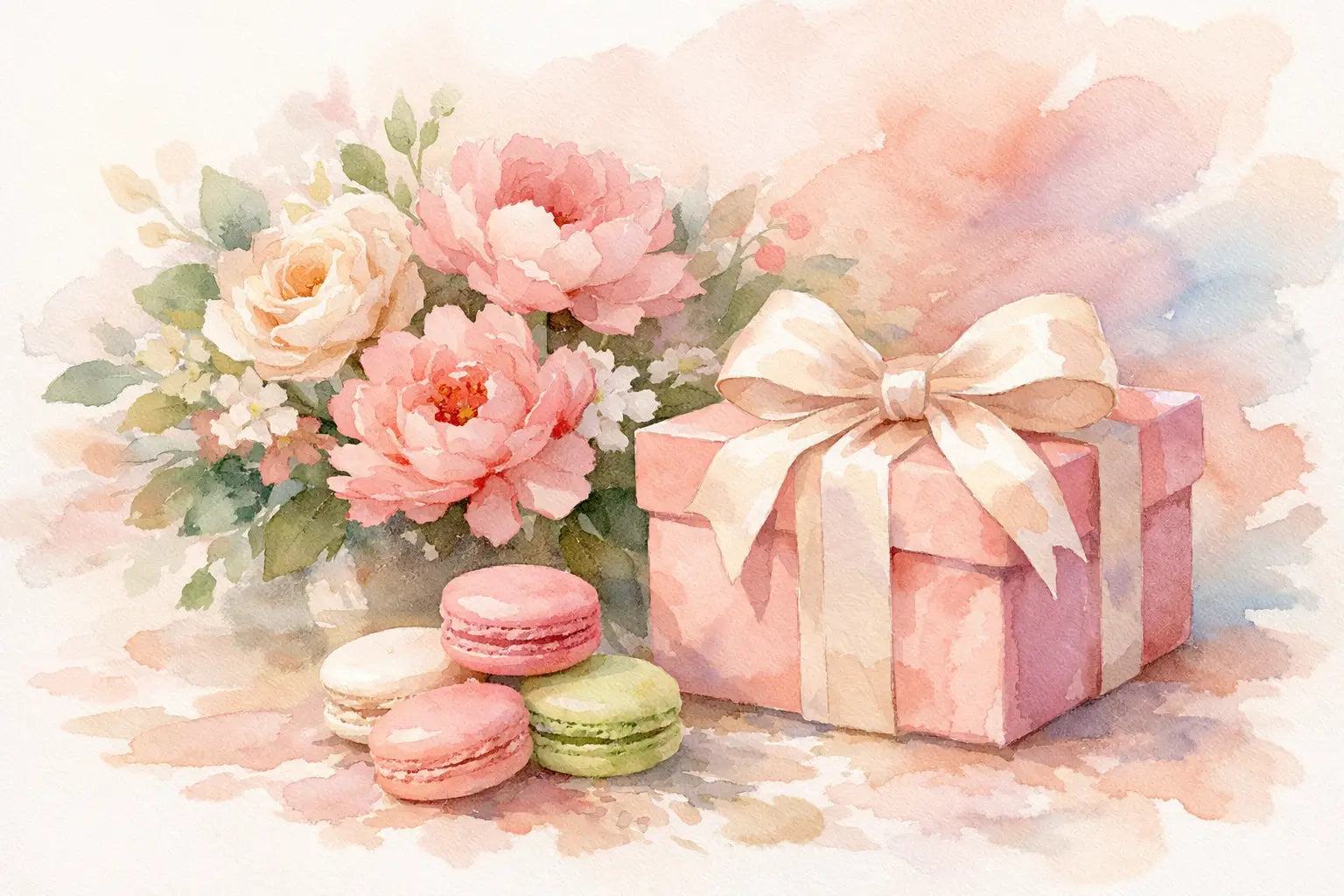 Flores con macarons regalo con estilo