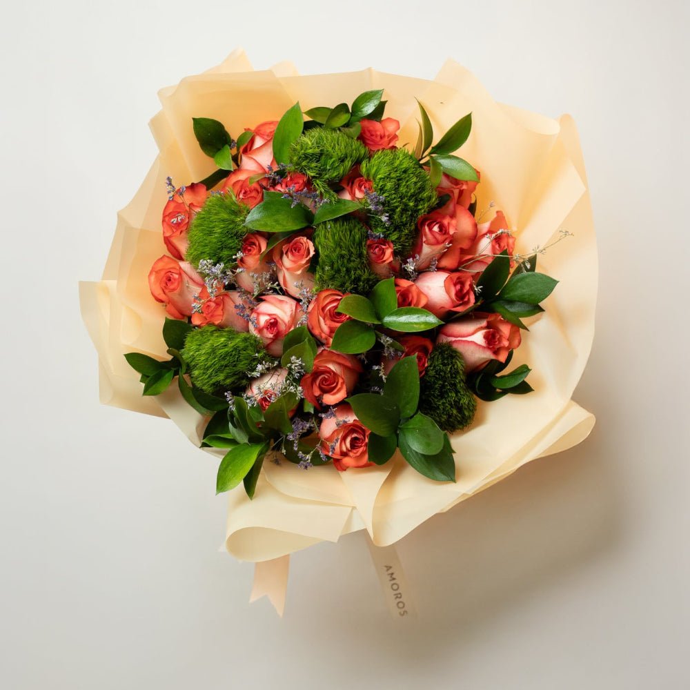 AMOROSSA - Bouquet 24 Lehavá Premium - Ramo de 24 rosas blancas y verdes, ideal para regalar flores y mandar rosas, floristería con delivery rápido de flores.