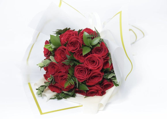 AMOROSSA - Bouquet 24 Adom - Ramo de 24 rosas rojas frescas con follaje, ideal para Regalar Flores y mandar Rosas, Floristeria con Enviar Flores y.