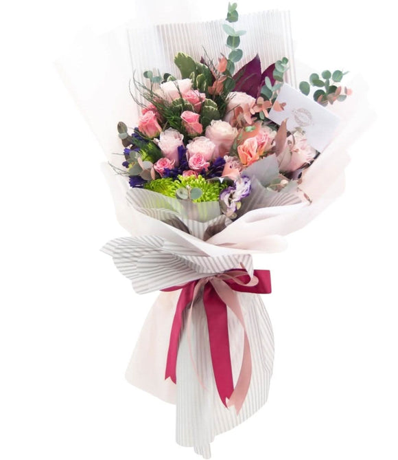 AMOROSSA - Bouquet 24 Aviv Premium - Ramo lila con rosas y verdor, ideal para Regalar Flores y mandar Rosas, Floristeria con Delivery rápido de flores y Enviar.